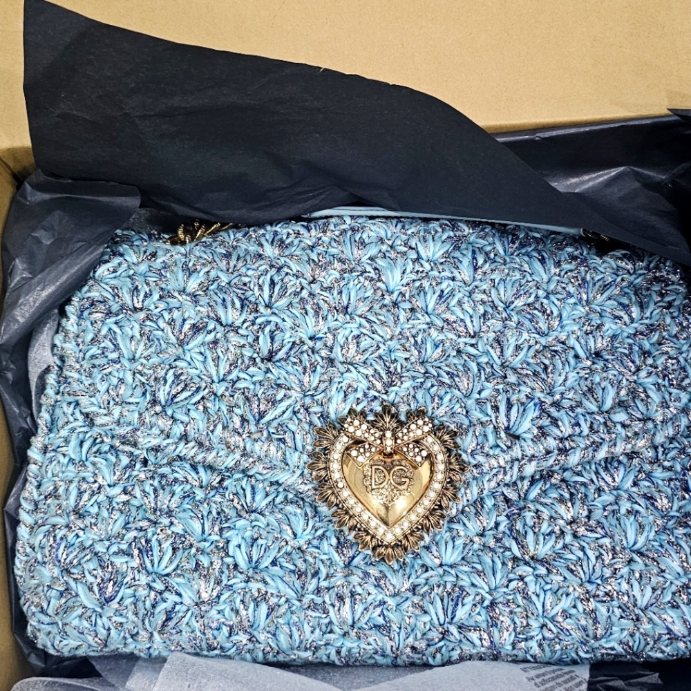 D&G Blue Knitted Large Cross Body  Bag